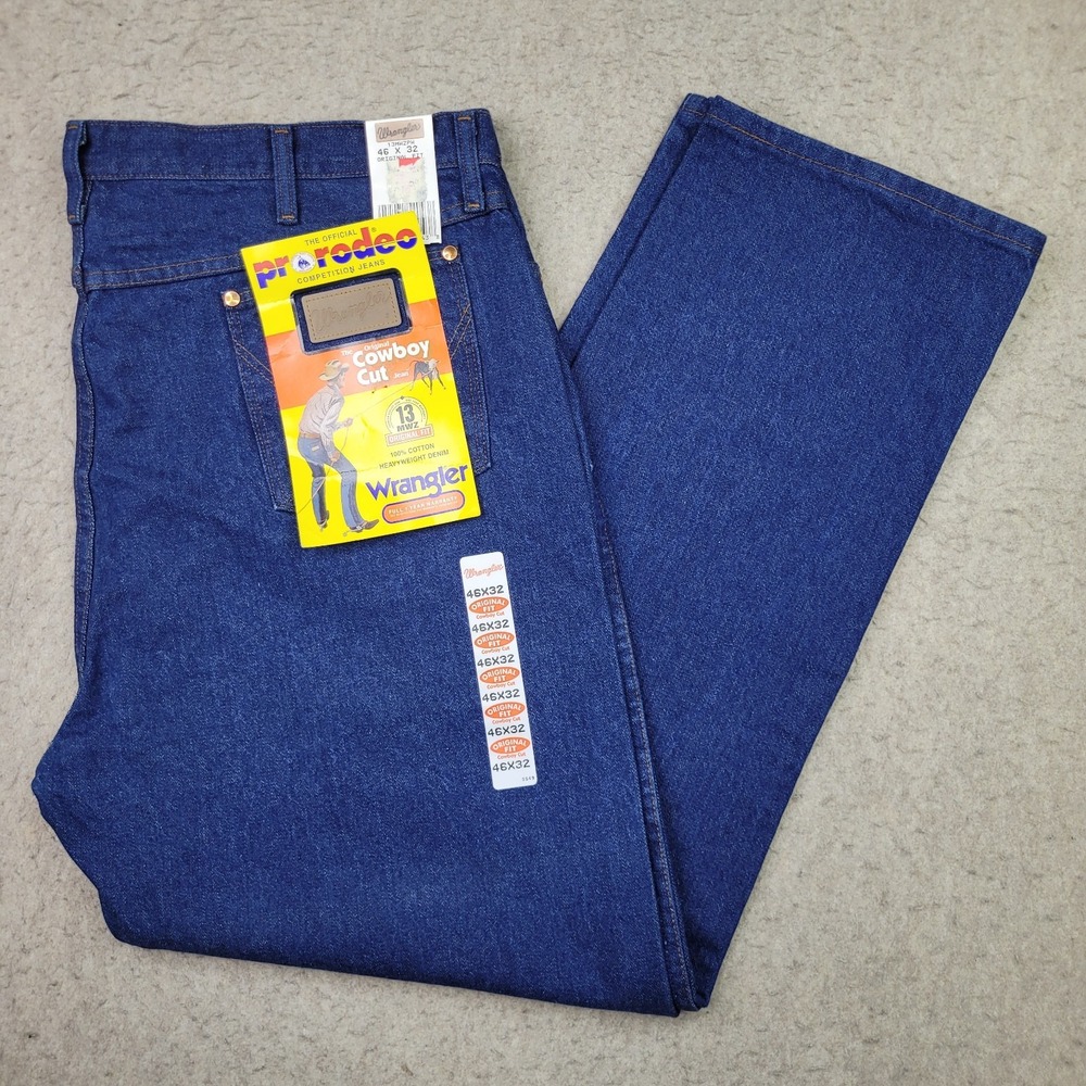 Wrangler Cowboy Cut Mens 46x32 Original Fit Prewashed Indigo Jeans 13MWZPW NEW
